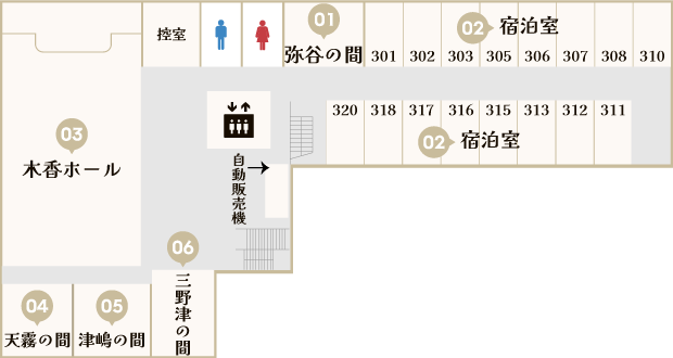 香川県三豊市/道の駅ふれあいパークみの/天然いやだに温泉大師の湯/施設マップ2F