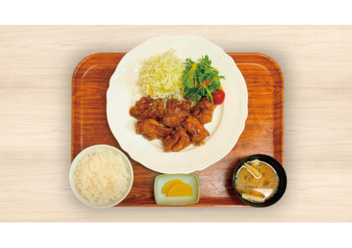 甘辛だれの唐揚げ定食